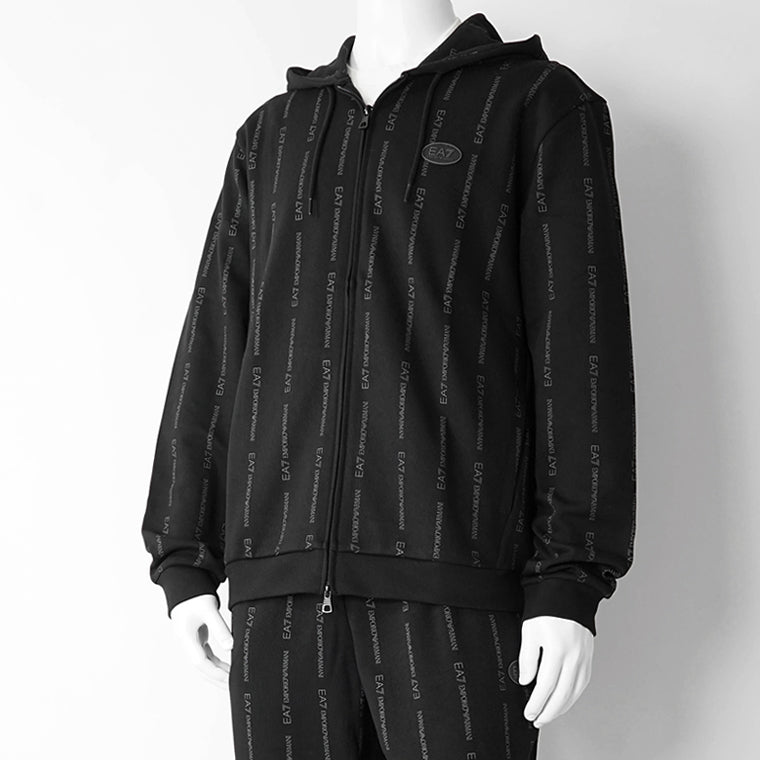 EMPORIO ARMANI EA7 メンズ ジップアップパーカー GRAPHIC SERIES 7M001392 AF12660 BLACK SMOKED PEARL FANCY ブラック FC039