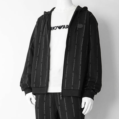 EMPORIO ARMANI EA7 メンズ ジップアップパーカー GRAPHIC SERIES 7M001392 AF12660 BLACK SMOKED PEARL FANCY ブラック FC039