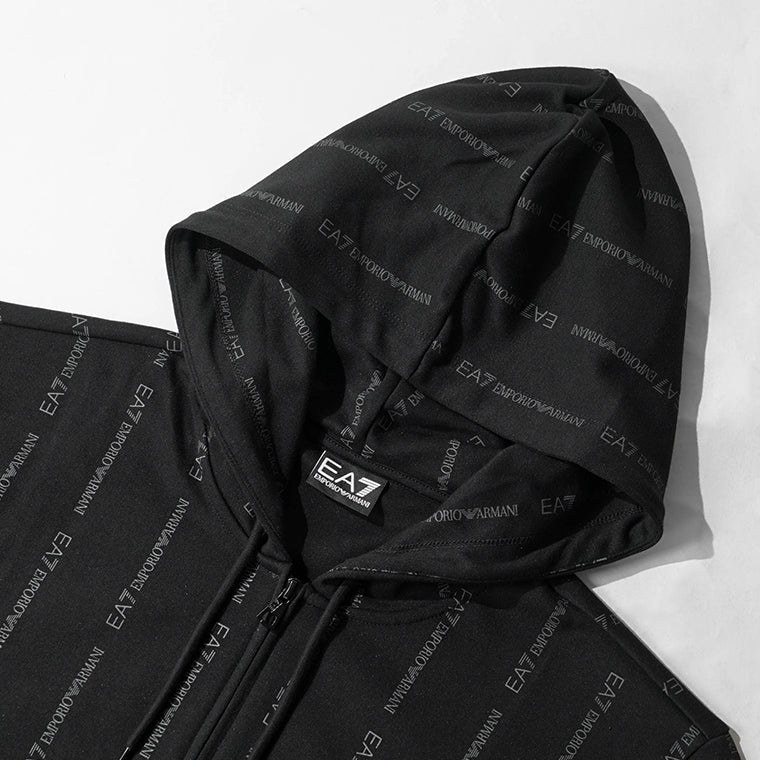 EMPORIO ARMANI EA7 メンズ ジップアップパーカー GRAPHIC SERIES 7M001392 AF12660 BLACK SMOKED PEARL FANCY ブラック FC039
