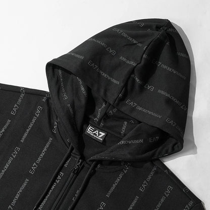 EMPORIO ARMANI EA7 メンズ ジップアップパーカー GRAPHIC SERIES 7M001392 AF12660 BLACK SMOKED PEARL FANCY ブラック FC039