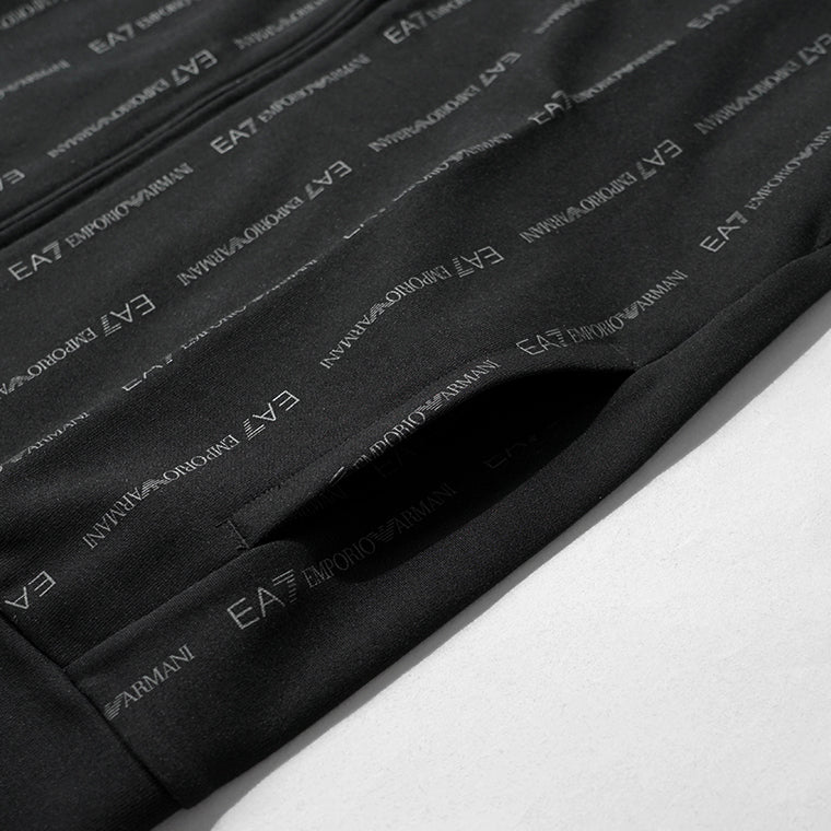 EMPORIO ARMANI EA7 メンズ ジップアップパーカー GRAPHIC SERIES 7M001392 AF12660 BLACK SMOKED PEARL FANCY ブラック FC039