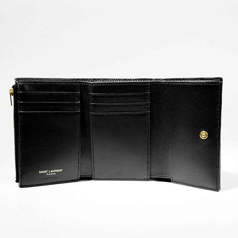 SAINT LAURENT レディース 3つ折り財布 CASSANDRE MATELASSE CARRE COMPACT BIFOLD WALLET 800763 AABVP NERO ブラック 1000