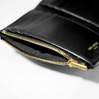 SAINT LAURENT レディース 3つ折り財布 CASSANDRE MATELASSE CARRE COMPACT BIFOLD WALLET 800763 AABVP NERO ブラック 1000