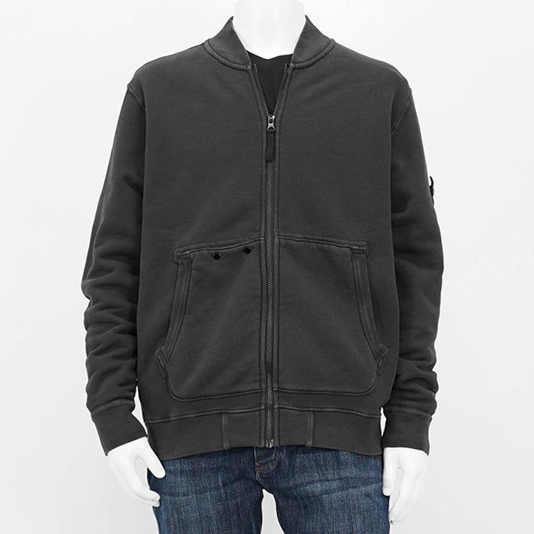 STONE ISLAND メンズ トラックジャケット ORGANIC COTTON DIAGONAL FLEECE 'OLD' EFFECT 811565241 ウォッシュブラック V0129