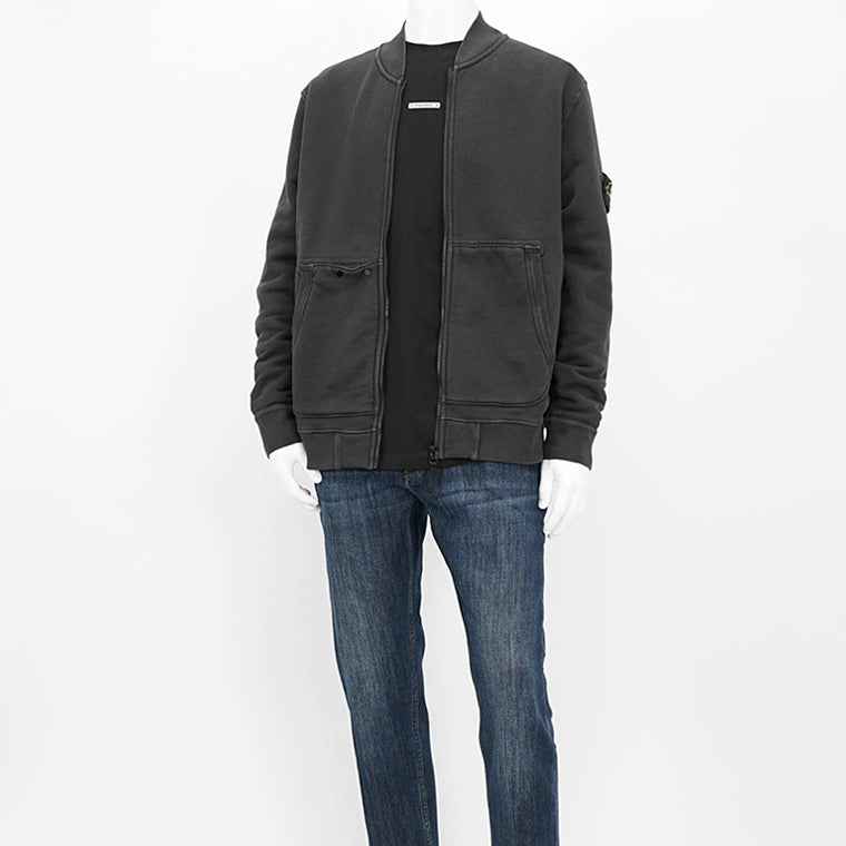 STONE ISLAND メンズ トラックジャケット ORGANIC COTTON DIAGONAL FLEECE 'OLD' EFFECT 811565241 ウォッシュブラック V0129