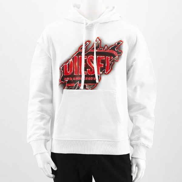 DIESEL メンズ パーカー S GINN HOOD E8 A09829 0BAWT ホワイト 100