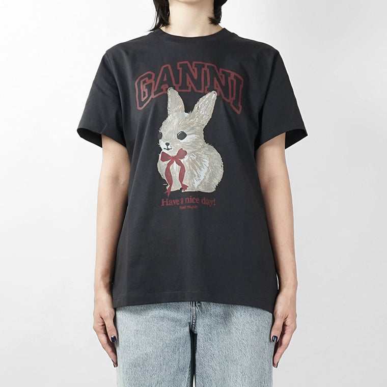 GANNI レディース Tシャツ A1050061 PHANTOM チャコールグレー 252