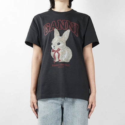 GANNI レディース Tシャツ A1050061 PHANTOM チャコールグレー 252