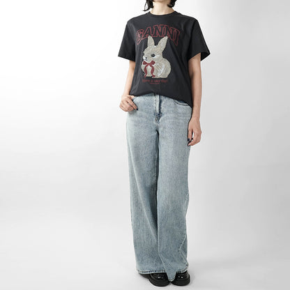 GANNI レディース Tシャツ A1050061 PHANTOM チャコールグレー 252