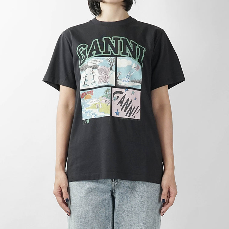 GANNI レディース Tシャツ A1050070 PHANTOM チャコールグレー 252