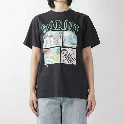 GANNI レディース Tシャツ A1050070 PHANTOM チャコールグレー 252