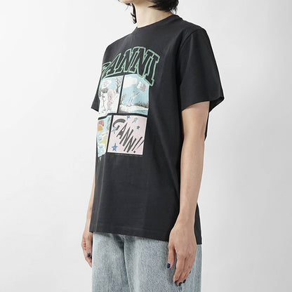 GANNI レディース Tシャツ A1050070 PHANTOM チャコールグレー 252
