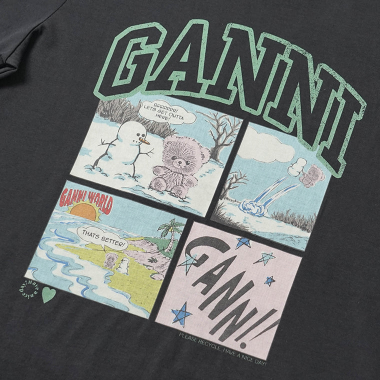 GANNI レディース Tシャツ A1050070 PHANTOM チャコールグレー 252