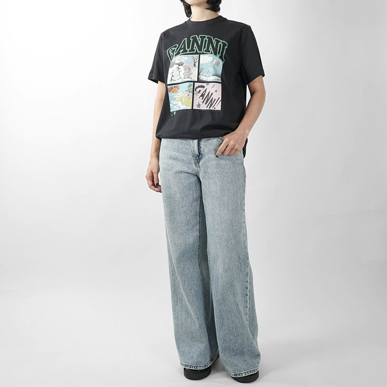 GANNI レディース Tシャツ A1050070 PHANTOM チャコールグレー 252