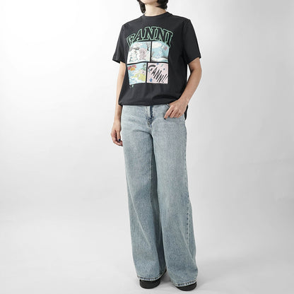 GANNI レディース Tシャツ A1050070 PHANTOM チャコールグレー 252