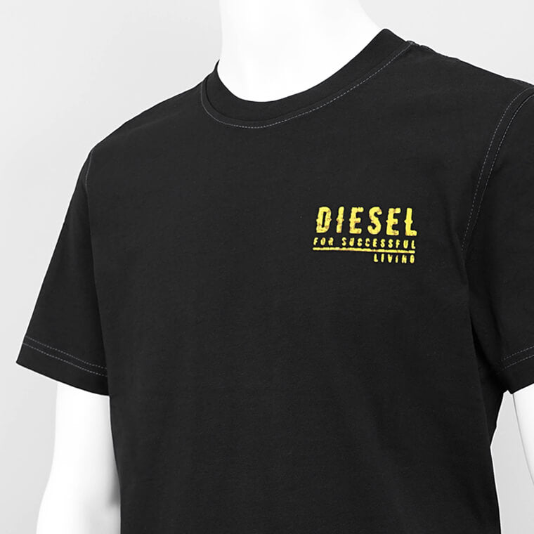 ディーゼル DIESEL メンズ Tシャツ ブラック ホワイト レッド