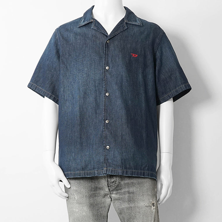 【SUMMER FINAL SALE】 DIESEL メンズ 半袖デニムシャツ D NABIL D A16957 0DBDB ウォッシュブルー 01