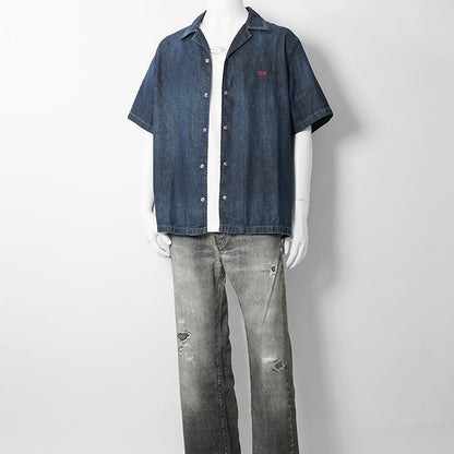 【SUMMER FINAL SALE】 DIESEL メンズ 半袖デニムシャツ D NABIL D A16957 0DBDB ウォッシュブルー 01