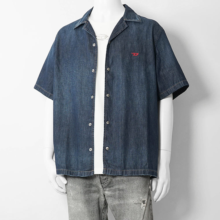 【SUMMER FINAL SALE】 DIESEL メンズ 半袖デニムシャツ D NABIL D A16957 0DBDB ウォッシュブルー 01