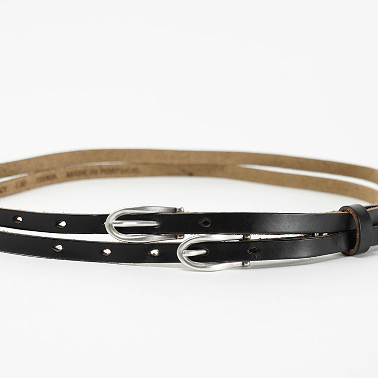 OUR LEGACY メンズ ベルト TWIN TONGUE BELT A2258TBC ブラック BLACK CHROMEXEL LEATHER
