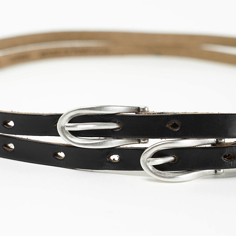 OUR LEGACY メンズ ベルト TWIN TONGUE BELT A2258TBC ブラック BLACK CHROMEXEL LEATHER