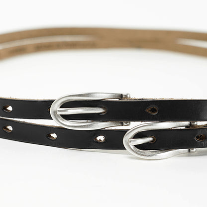 OUR LEGACY メンズ ベルト TWIN TONGUE BELT A2258TBC ブラック BLACK CHROMEXEL LEATHER