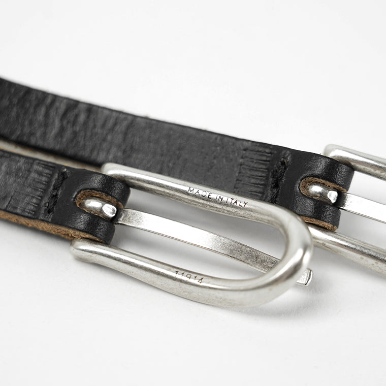 OUR LEGACY メンズ ベルト TWIN TONGUE BELT A2258TBC ブラック BLACK CHROMEXEL LEATHER