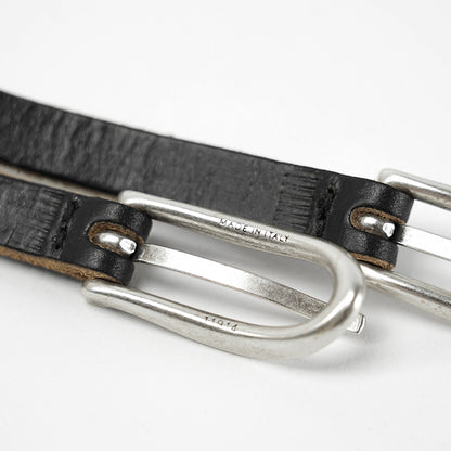 OUR LEGACY メンズ ベルト TWIN TONGUE BELT A2258TBC ブラック BLACK CHROMEXEL LEATHER