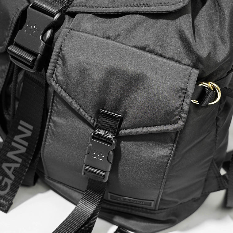 GANNI レディース メンズ バックパック RECYCLED TECH BACKPACK A4755 5829 BLACK ブラック 099