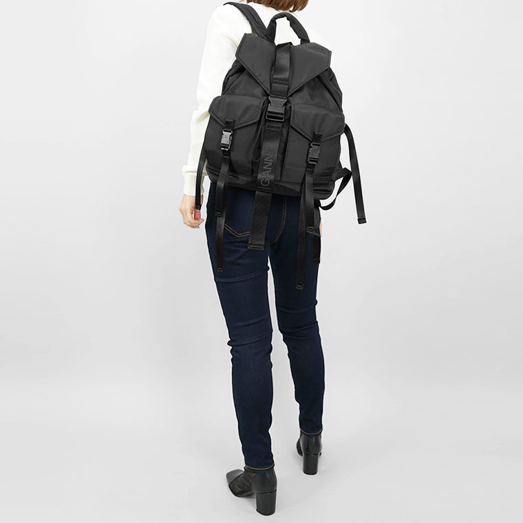 GANNI レディース メンズ バックパック RECYCLED TECH BACKPACK A4755 5829 BLACK ブラック 099