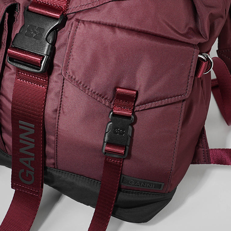 GANNI レディース メンズ バックパック RECYCLED TECH BACKPACK A6466 5488 DARK BURGUNDY バーガンディー 234