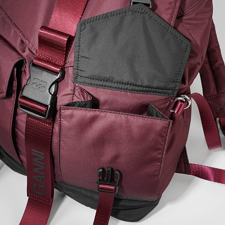 GANNI レディース メンズ バックパック RECYCLED TECH BACKPACK A6466 5488 DARK BURGUNDY バーガンディー 234