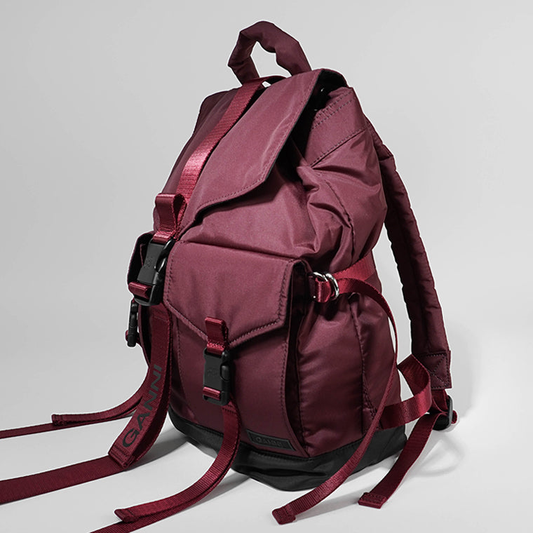 GANNI レディース メンズ バックパック RECYCLED TECH BACKPACK A6466 5488 DARK BURGUNDY バーガンディー 234