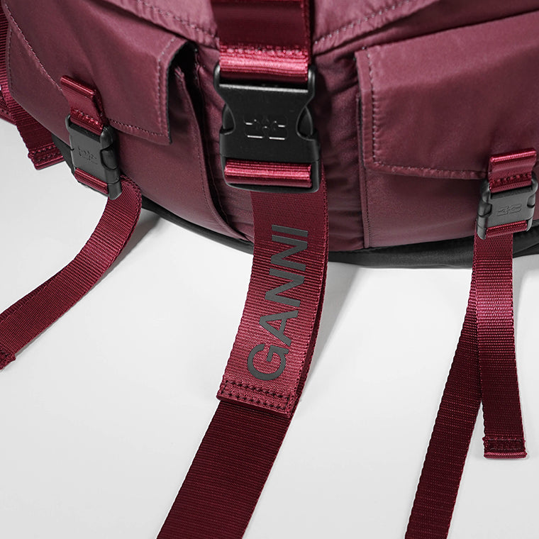 GANNI レディース メンズ バックパック RECYCLED TECH BACKPACK A6466 5488 DARK BURGUNDY バーガンディー 234
