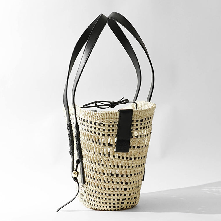 【SUMMER FINAL SALE】 LOEWE レディース バッグ BRAID BASKET MEDIUM ASCPNIBX02 NATURAL BLACK ナチュラル ブラック 2165