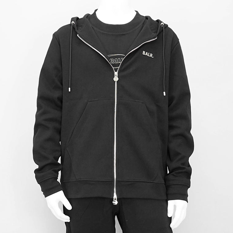 BALR. メンズ ジップアップパーカー Q-SERIES REGULAR FIT ZIP THROUGH HOODIE B1269 1001 ブラック JET BLACK