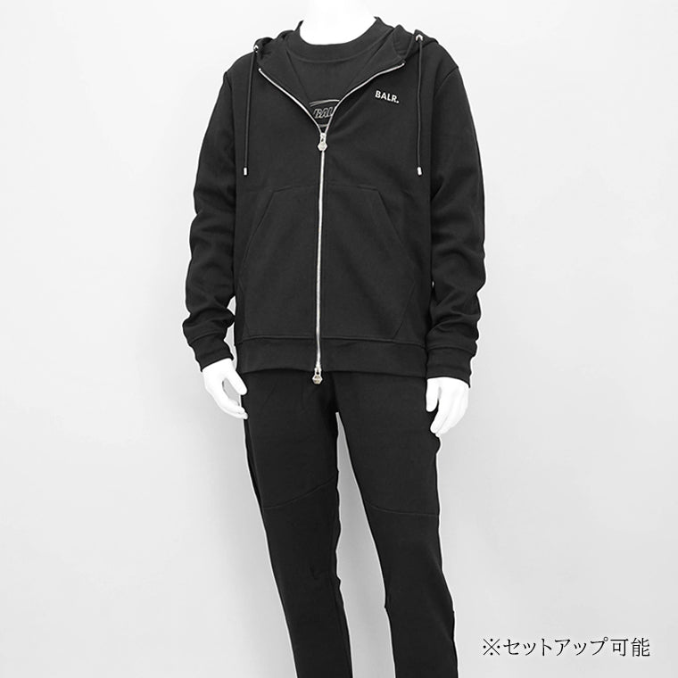BALR. メンズ ジップアップパーカー Q-SERIES REGULAR FIT ZIP THROUGH HOODIE B1269 1001 ブラック JET BLACK