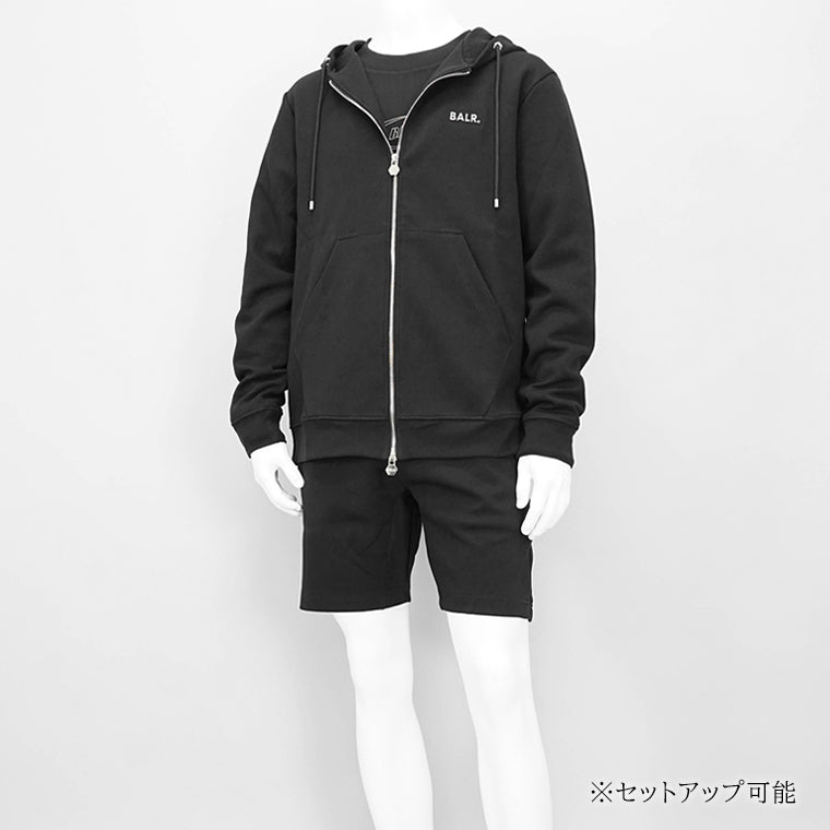 BALR. メンズ ジップアップパーカー Q-SERIES REGULAR FIT ZIP THROUGH HOODIE B1269 1001 ブラック JET BLACK