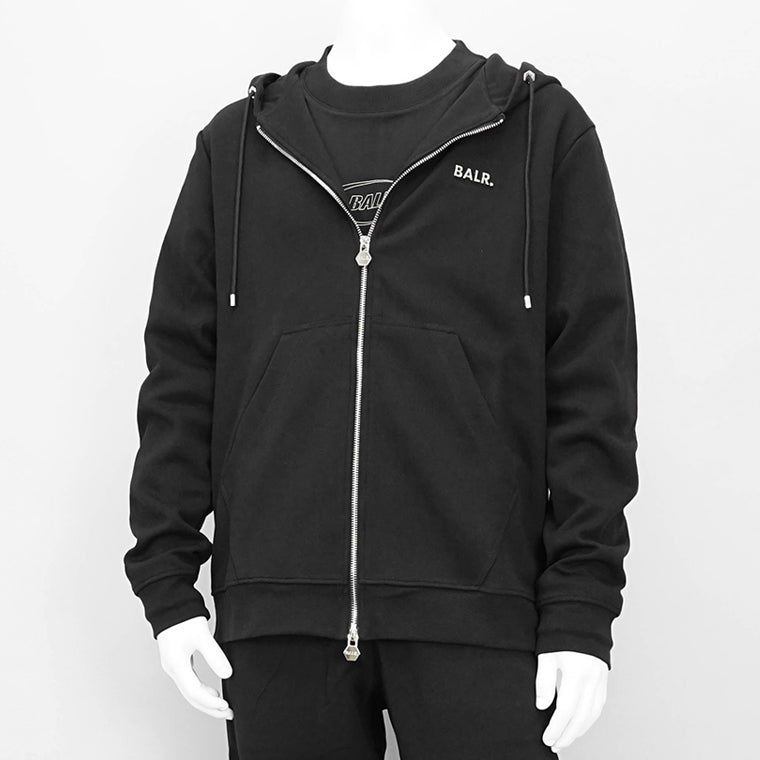 BALR. メンズ ジップアップパーカー Q-SERIES REGULAR FIT ZIP THROUGH HOODIE B1269 1001 ブラック JET BLACK