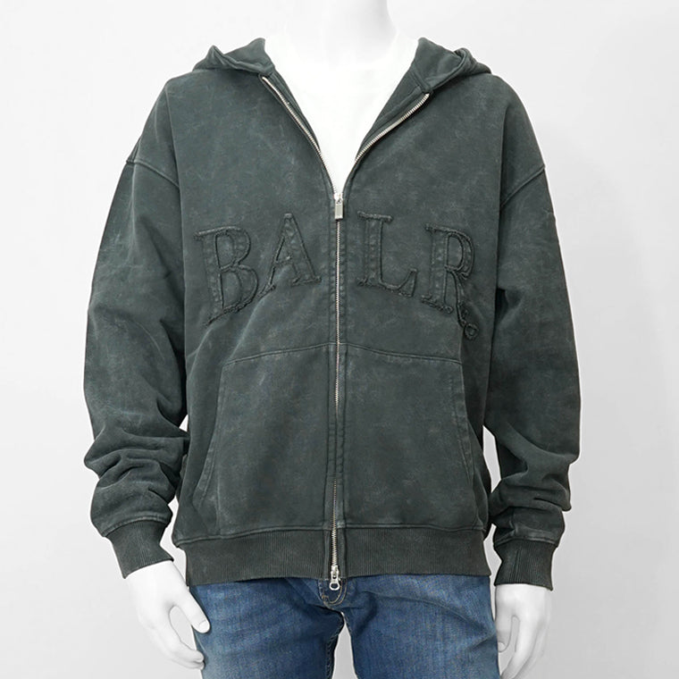 BALR. メンズ ジップアップパーカー URBAN WASHED ZIP HOODIE B1269 1009 ウォッシュグレー VOLCANIC GREY