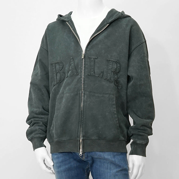 BALR. メンズ ジップアップパーカー URBAN WASHED ZIP HOODIE B1269 1009 ウォッシュグレー VOLCANIC GREY