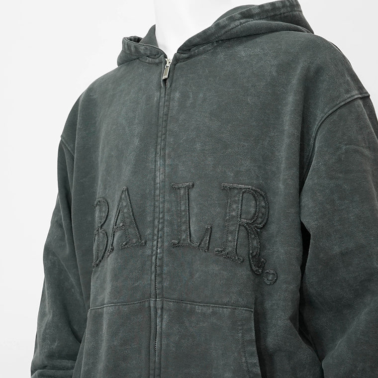 ボーラー BALR. メンズ ジップアップパーカー ウォッシュグレー
