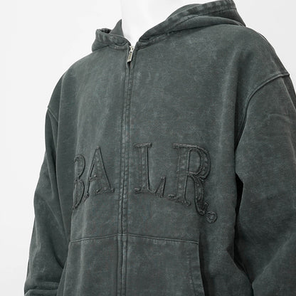 BALR. メンズ ジップアップパーカー URBAN WASHED ZIP HOODIE B1269 1009 ウォッシュグレー VOLCANIC GREY