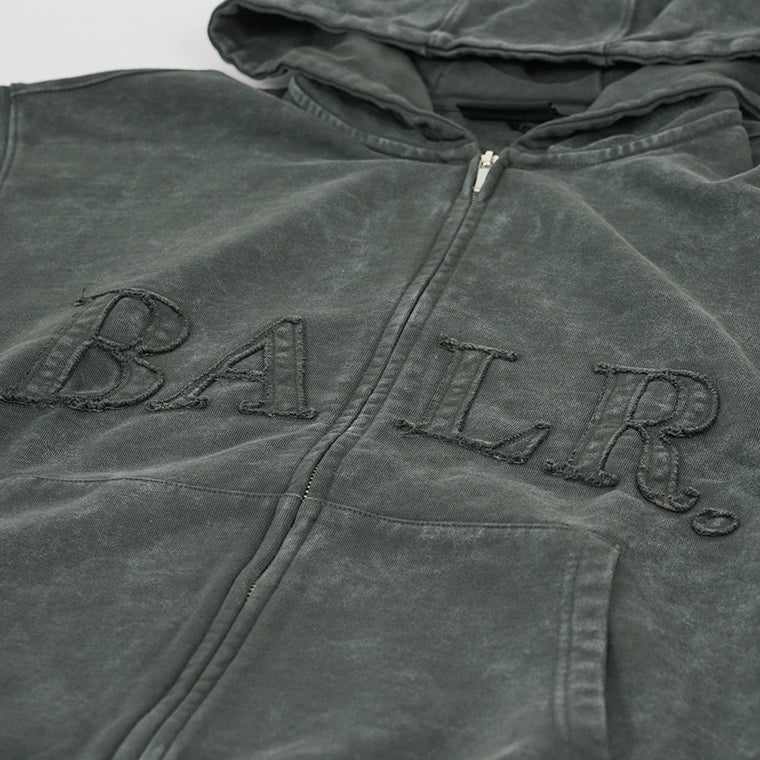 BALR. メンズ ジップアップパーカー URBAN WASHED ZIP HOODIE B1269 1009 ウォッシュグレー VOLCANIC GREY