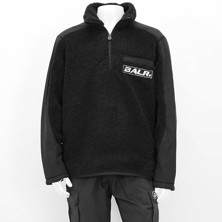 BALR. メンズ ハーフジップボアジャケット THE CLUB REGULAR FIT TEDDY HALF ZIP B126B 1005 ブラック JET BLACK