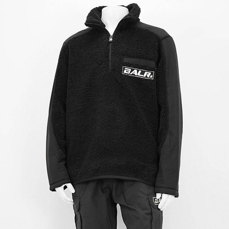 BALR. メンズ ハーフジップボアジャケット THE CLUB REGULAR FIT TEDDY HALF ZIP B126B 1005 ブラック JET BLACK