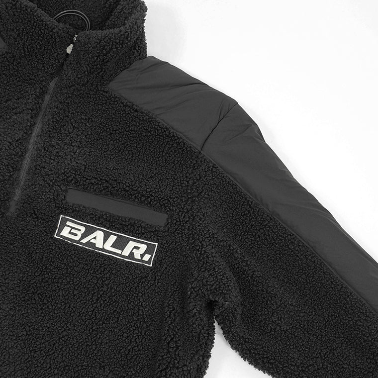 BALR. メンズ ハーフジップボアジャケット THE CLUB REGULAR FIT TEDDY HALF ZIP B126B 1005 ブラック JET BLACK