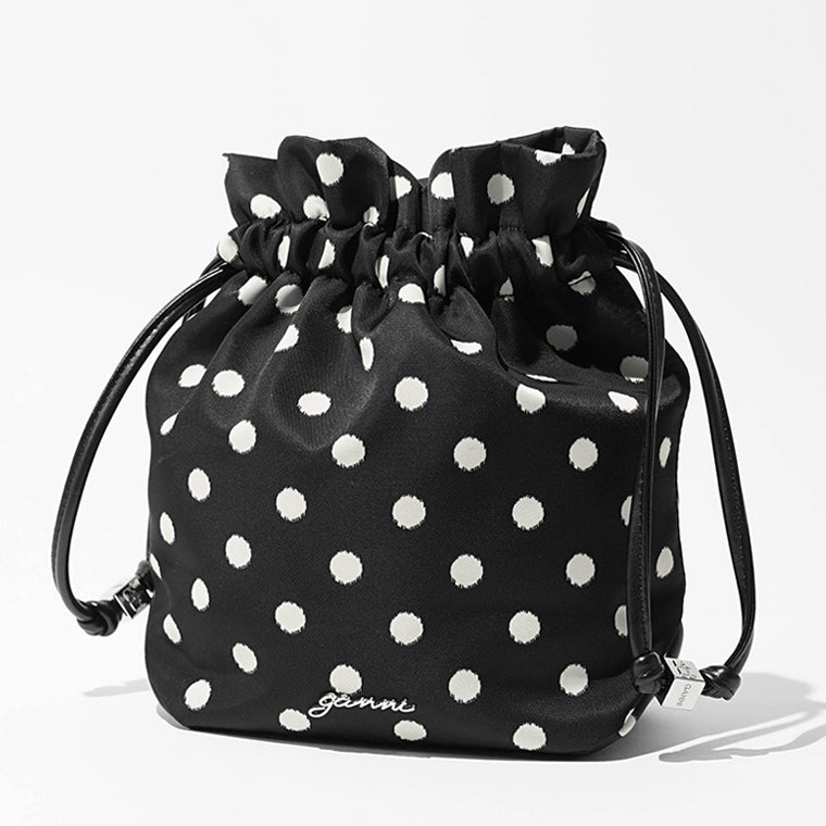 GANNI レディース ポーチ PRINTED BOU BUCKET POUCH WITH DOTS B3010068 BLACK ブラック 099