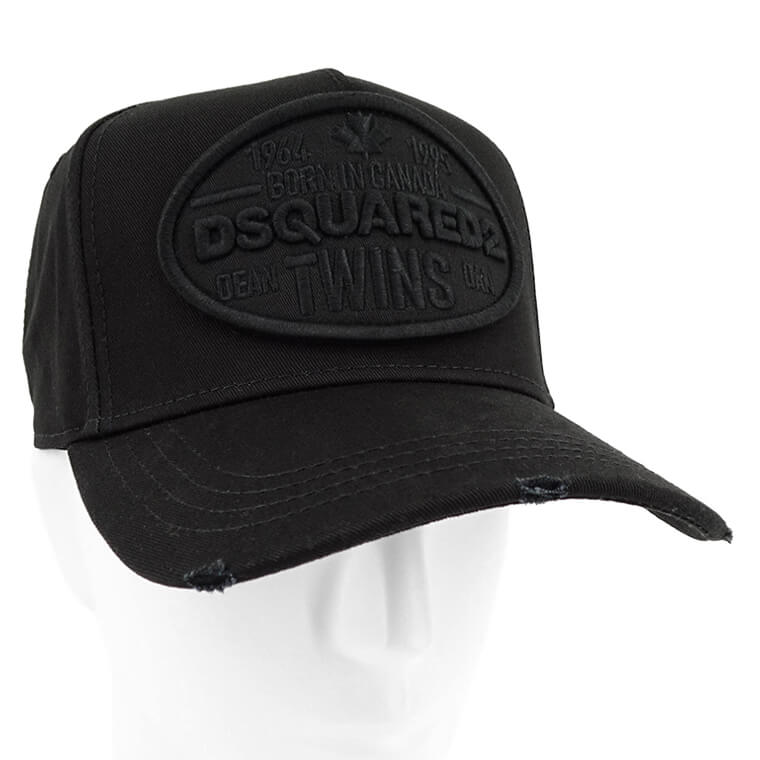 DSQUARED2 メンズ レディース キャップ DSQUARED2 BASEBALL CAP BCM0784 05C00001 BLACK ブラック 2124 ロゴ 刺繍 刺しゅう ダメージ加工