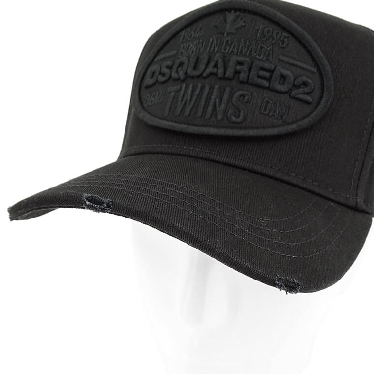 DSQUARED2 メンズ レディース キャップ DSQUARED2 BASEBALL CAP BCM0784 05C00001 BLACK ブラック 2124 ロゴ 刺繍 刺しゅう ダメージ加工